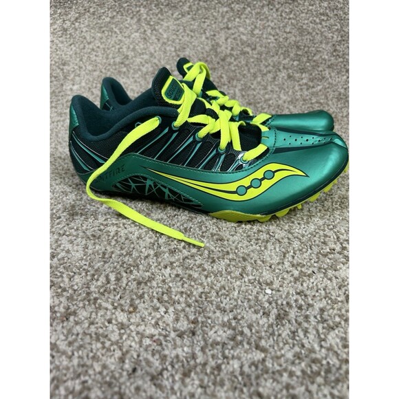 Saucony Spit Fire Track Running Shoes Green Yellow  Womens US Size 9 - Picture 2 of 10